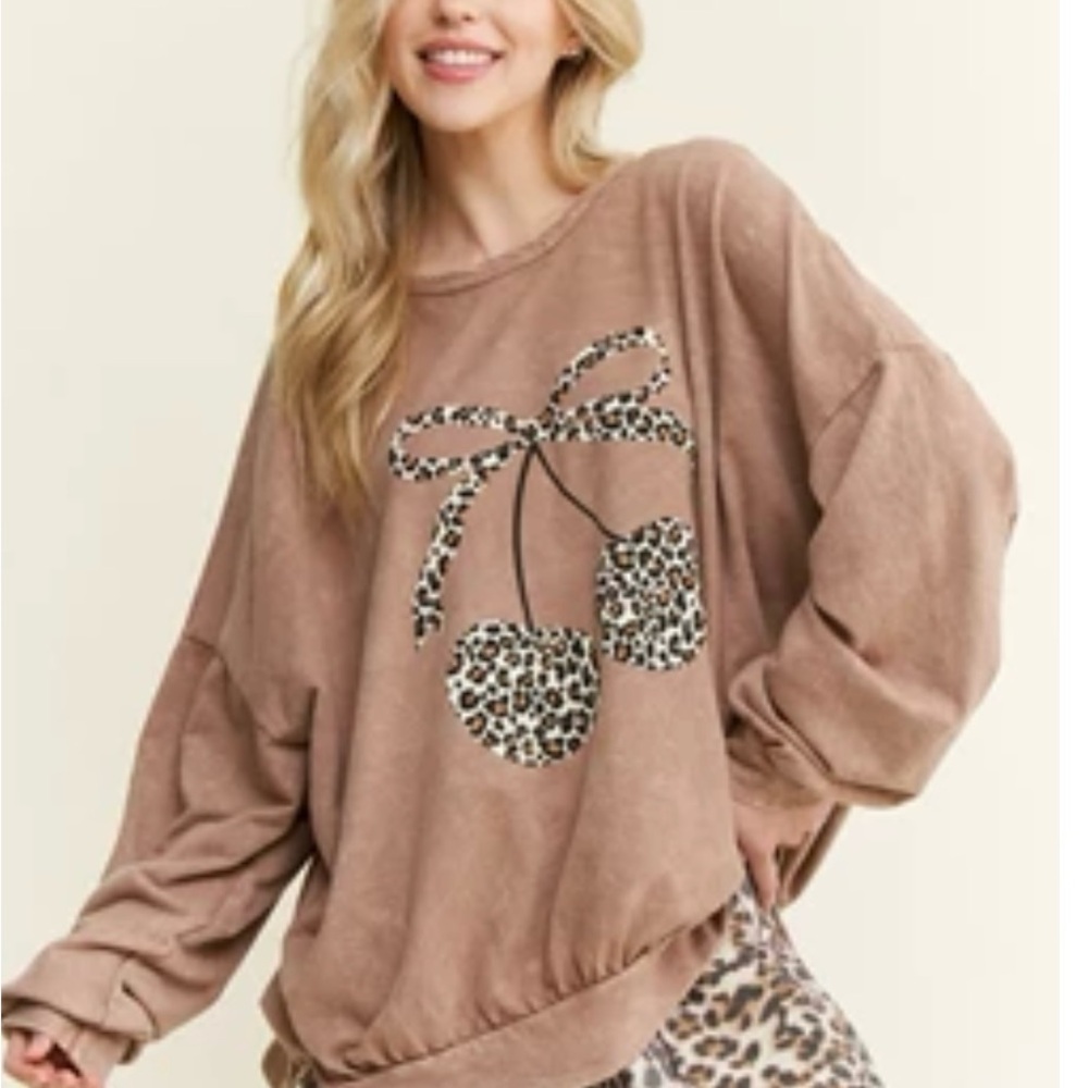 J.Her Chic Brown Leopard Print Crew Neck Sweater